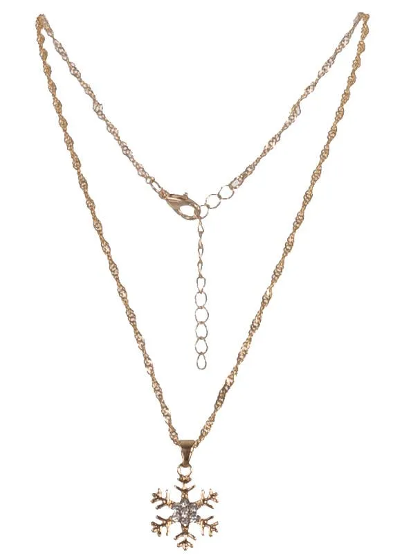Jewelled Gold Snowflake Christmas Necklace