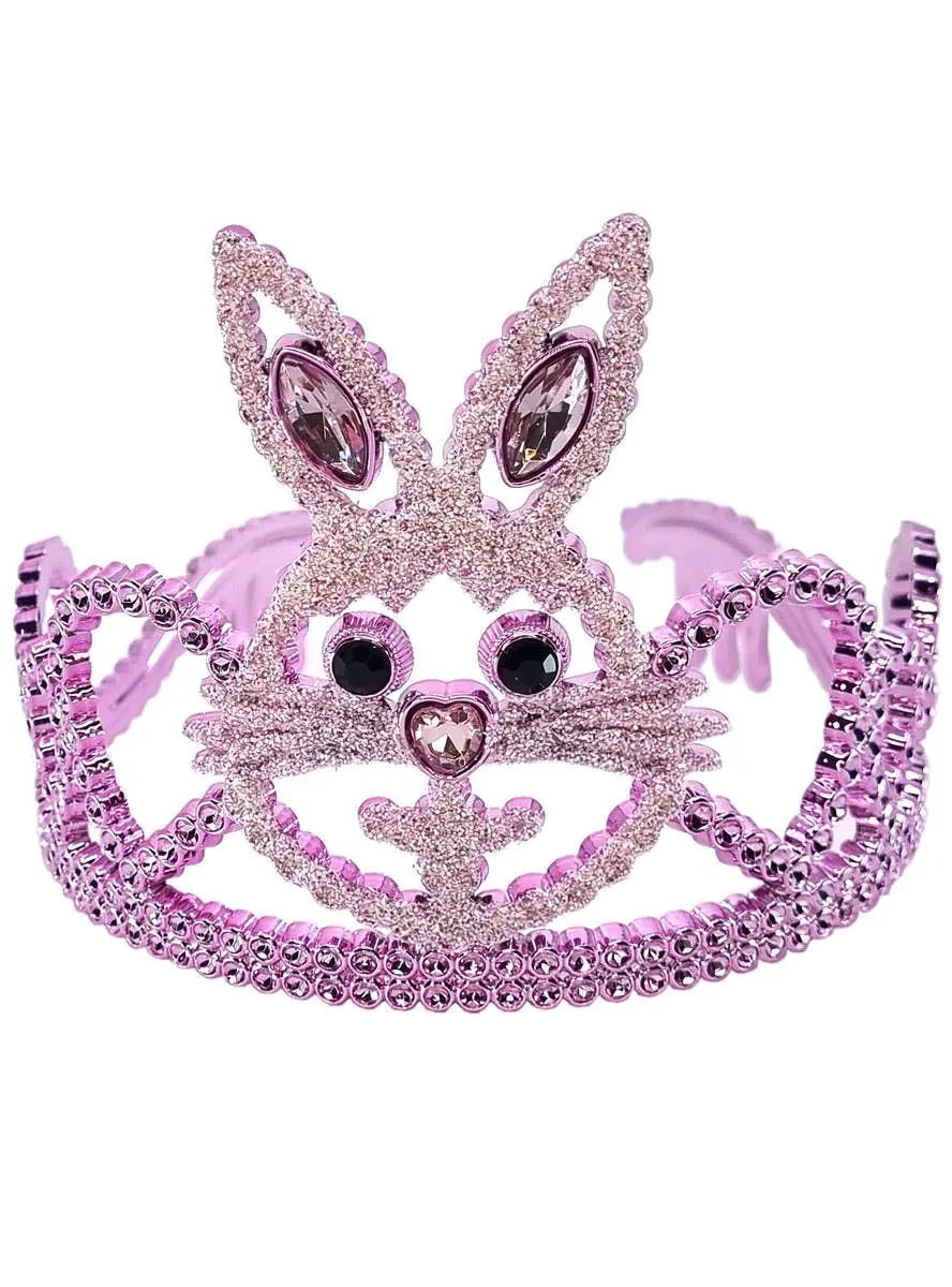 Jewelled Light Pink Girls Easter Bunny Costume Tiara