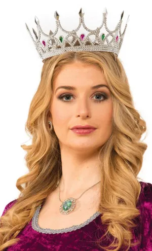Jewelled Medieval Silver Crown Costume Accessory
