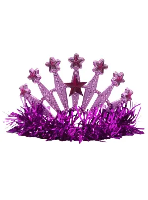 Jewelled Pink Star Tiara with Tinsel Costume Accessory