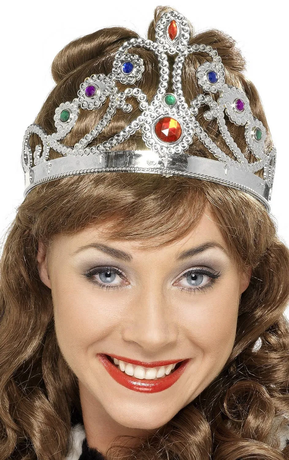 Jewelled Silver Crown Costume Accessory