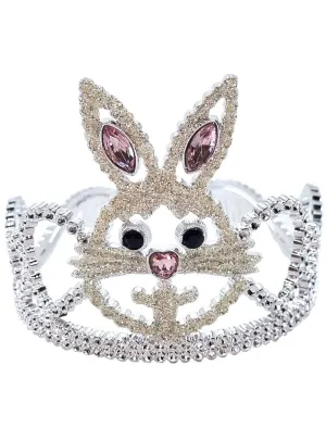 Jewelled Silver Girls Easter Bunny Costume Tiara