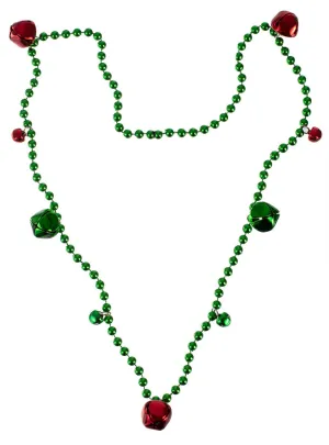 Jingle Bells Green Beaded Christmas Necklace