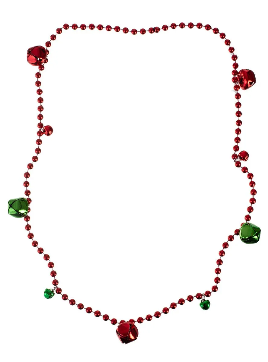 Jingle Bells Red Beaded Christmas Necklace