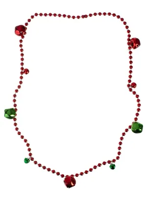 Jingle Bells Red Beaded Christmas Necklace