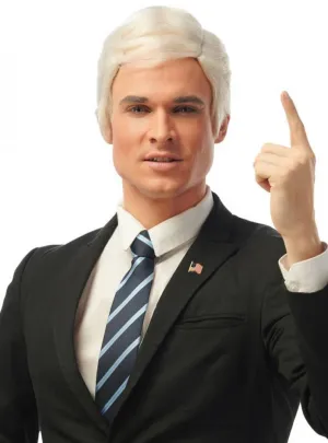 Joe Biden Inspired Mens Short White Costume Wig