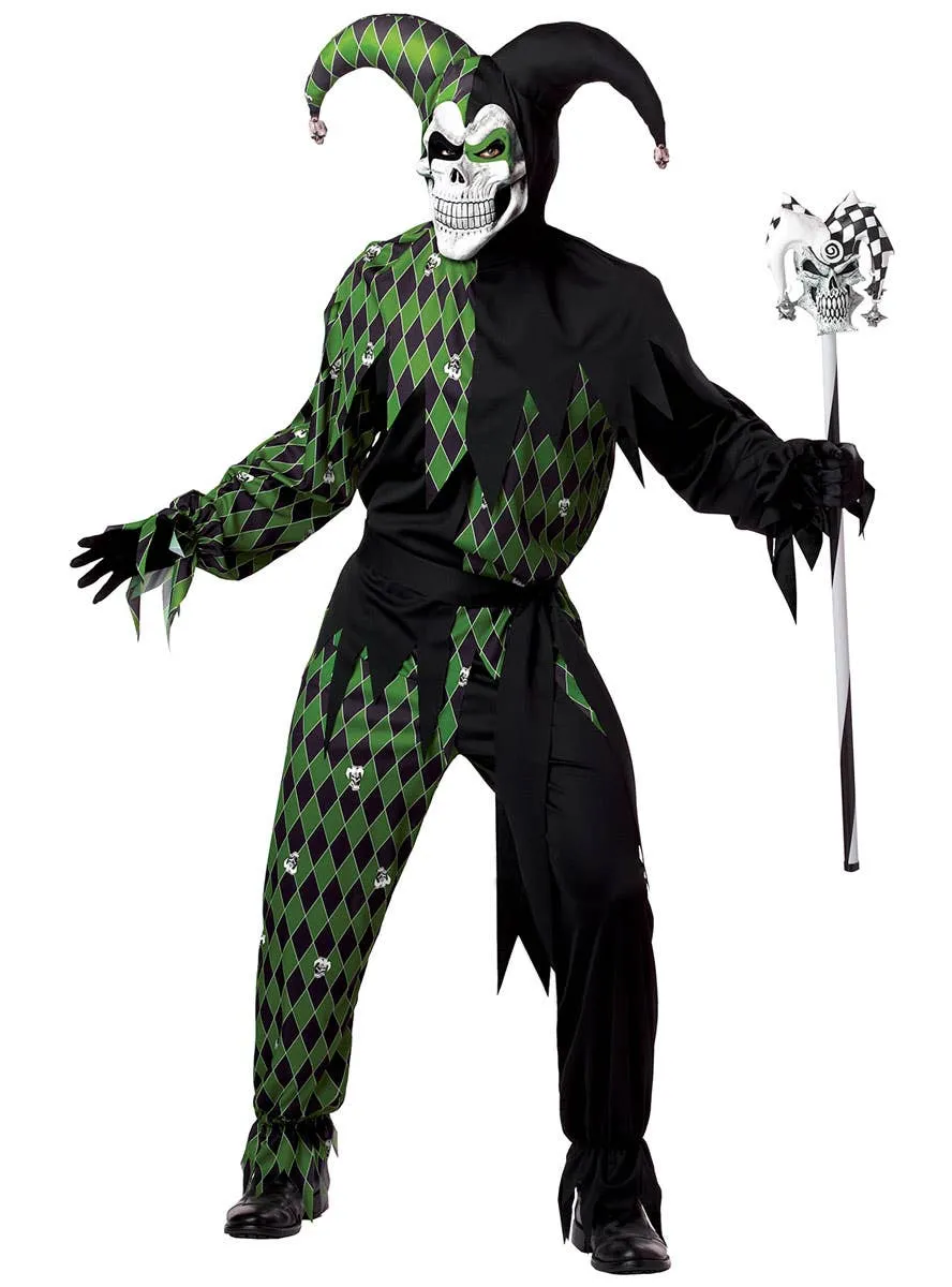 Jokes On You Mens Green Jester Halloween Costume