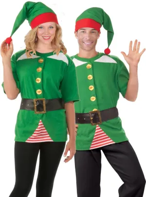 Jolly Adults Green Christmas Elf Costume Shirt