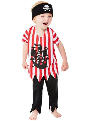 Jolly Pirate Toddler Boys Red And White Striped Costume