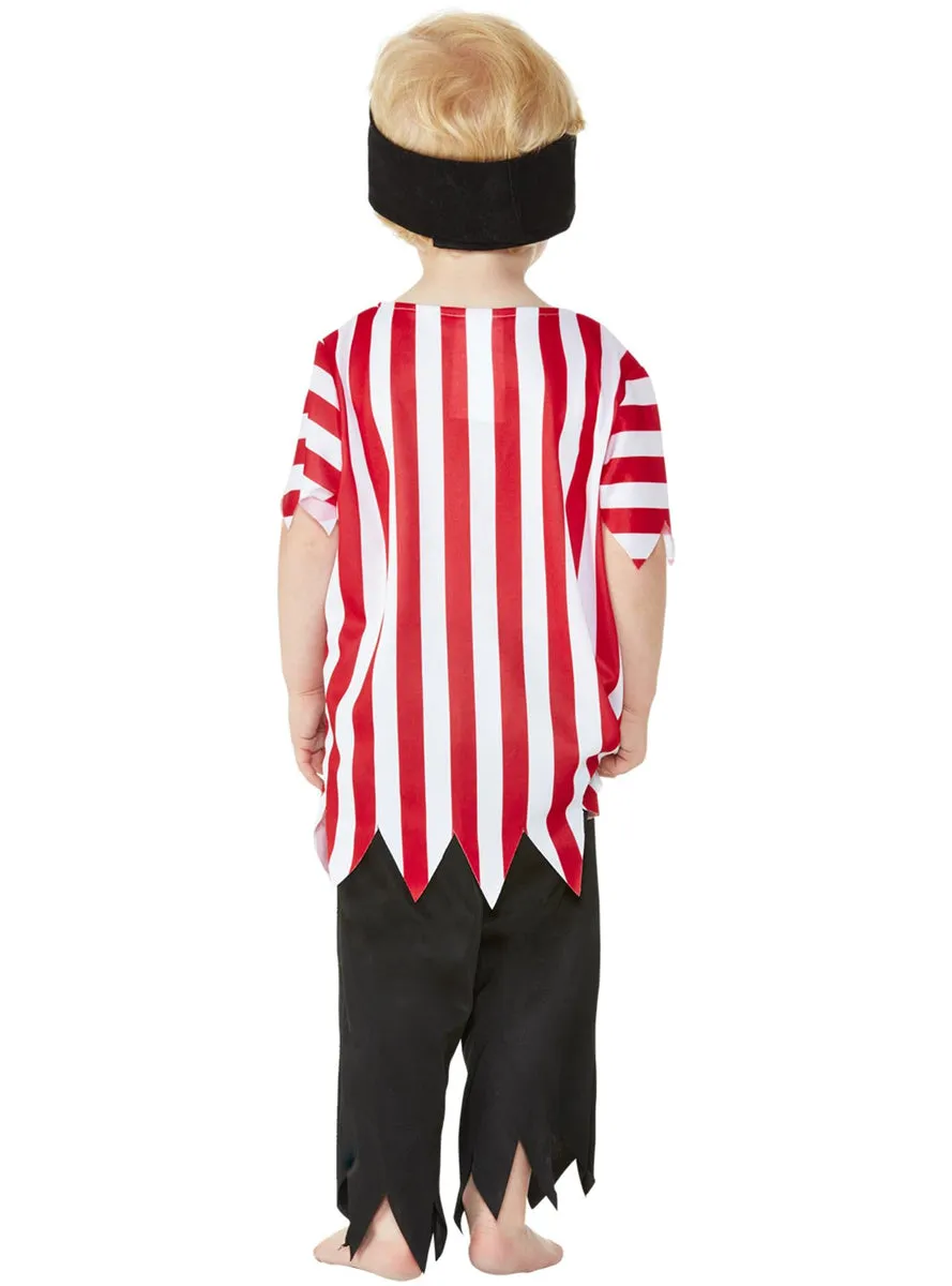 Jolly Pirate Toddler Boys Red And White Striped Costume