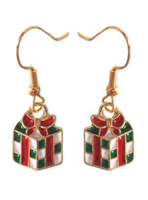 Jolly Red and Green Presents Christmas Earrings