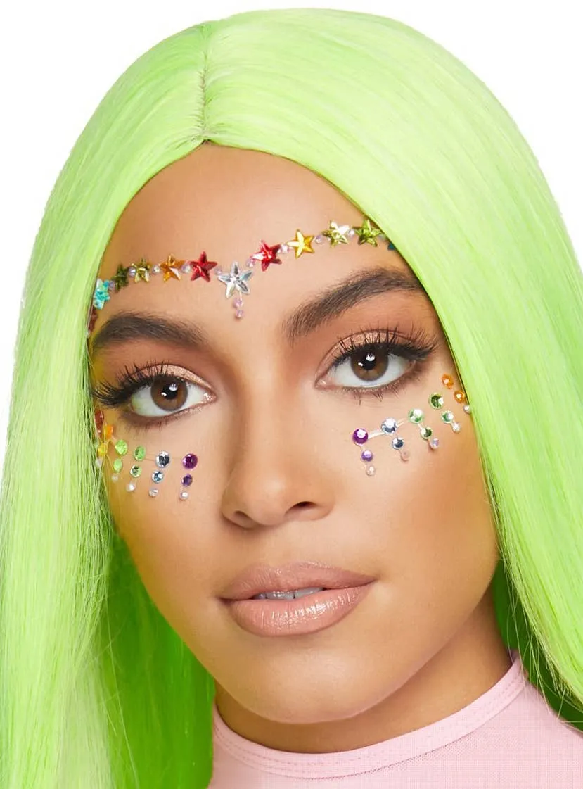 Jovi Rainbow Star Face Jewels Costume Accessory