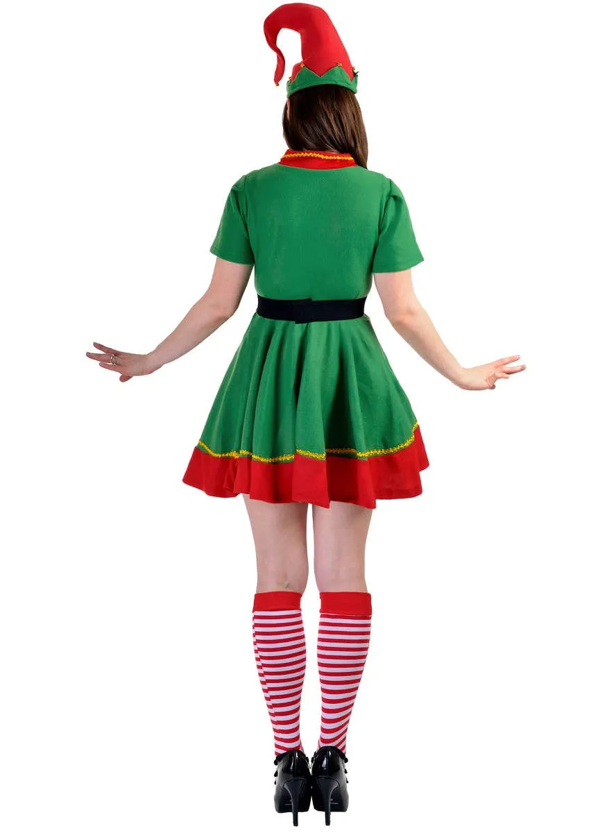 Joyful Green Christmas Elf Womens Fancy Dress Costume