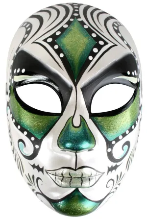 Juanita Full Face Green and White Masquerade Mask