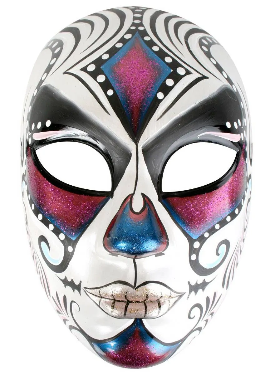 Juanita Full Face Pink and Blue Masquerade Mask