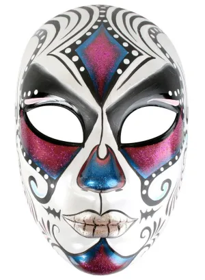 Juanita Full Face Pink and Blue Masquerade Mask