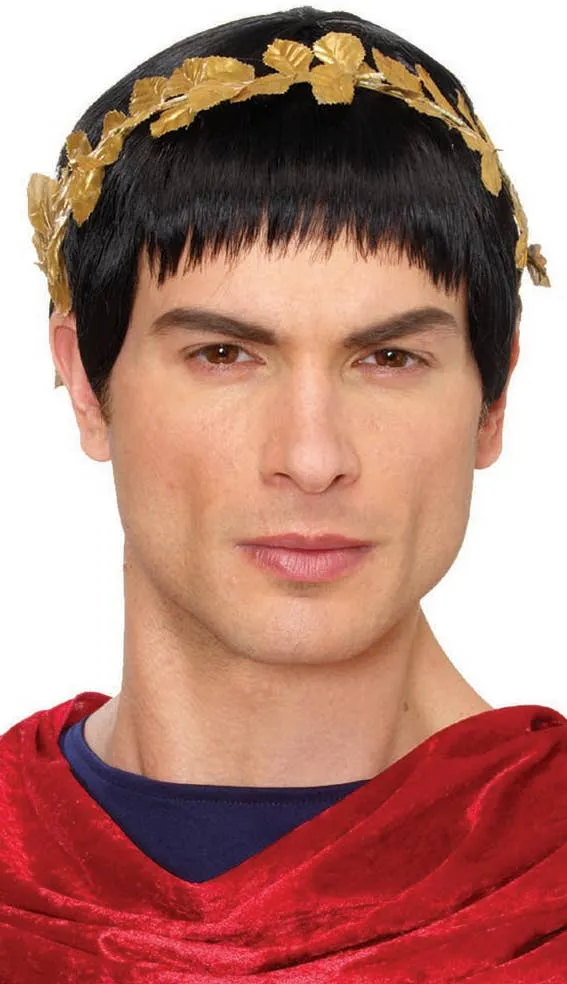 Julius Caesar Mens Short Black Costume Wig