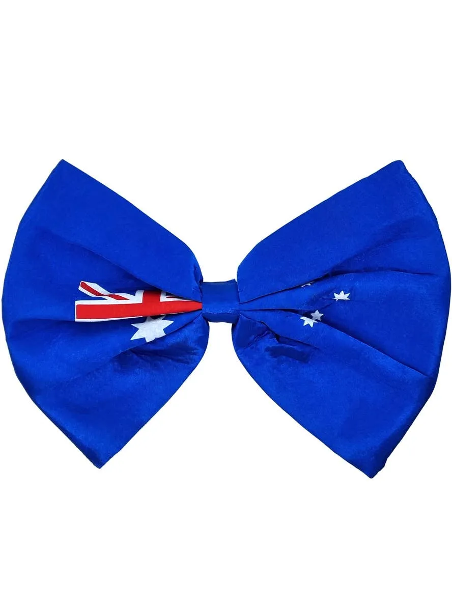Jumbo Blue Satin Australian Flag Bow Tie