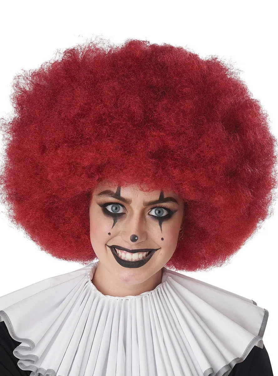 Jumbo Burgundy Red Unisex Adults Clown Afro Costume Wig