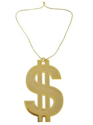 Jumbo Gold Dollar Sign Gangster Bling Necklace