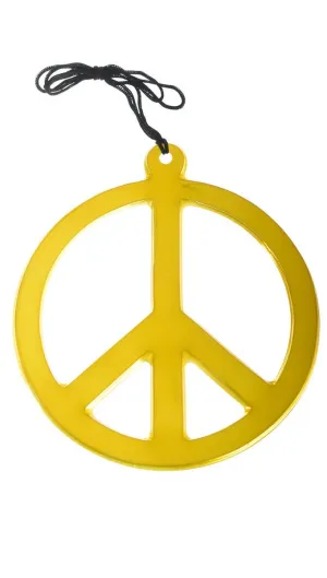 Jumbo Gold Peace Sign Novelty Necklace