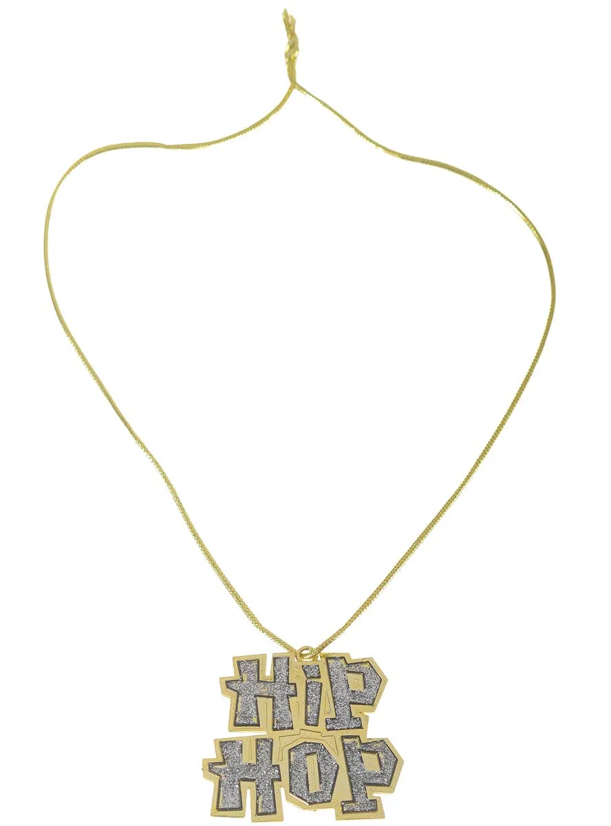 Jumbo Gold with Silver Glitter Hip Hop Costume Necklace