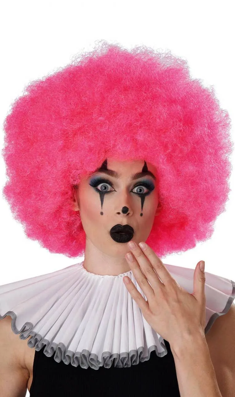 Jumbo Hot Pink Afro Clown Costume Wig