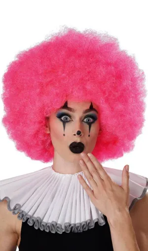 Jumbo Hot Pink Afro Clown Costume Wig