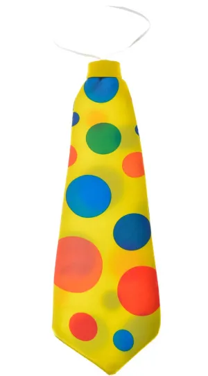Jumbo Novelty Yellow Satin Polka Dot Clown Costume Tie