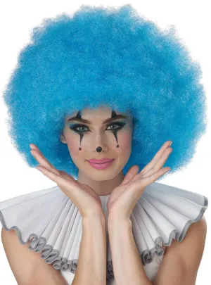 Jumbo Pale Blue Adults Clown Afro Costume Wig