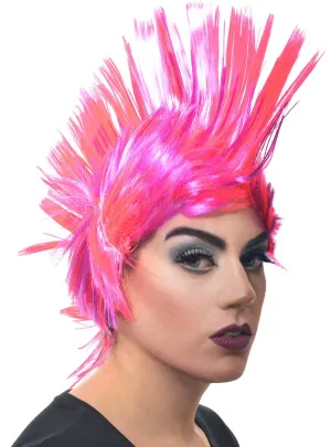 Jumbo Pink and Purple Adults Punk Mohawk Costume Wig