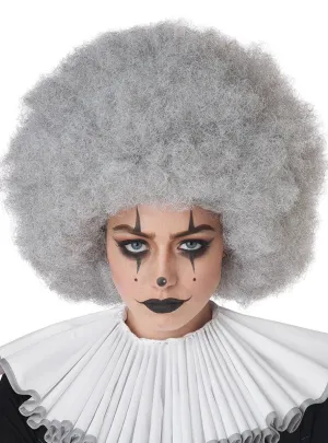 Jumbo Silver Grey Unisex Adults Clown Afro Costume Wig