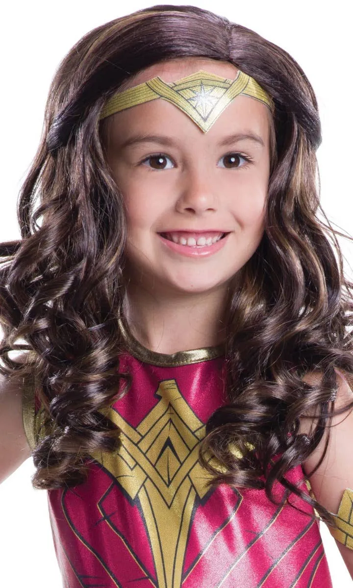 Justice League Girls Wonder Woman Curly Brown Costume Wig