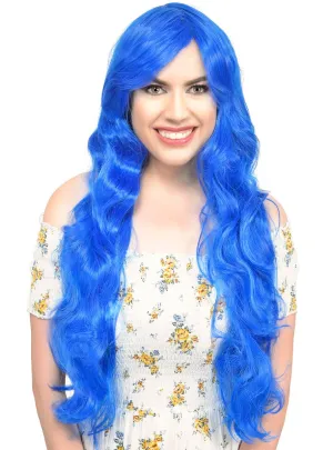 Kali Extra Long Wavy Royal Blue Womens Costume Wig