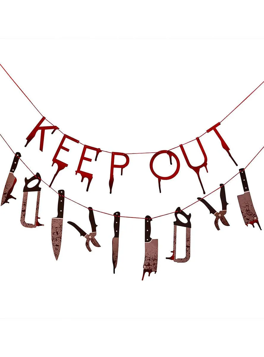 Keep Out Blood Drip Banner Halloween Decoration