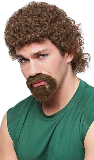 Kenny Powers Mens Curly Brown Costume Wig and Beard