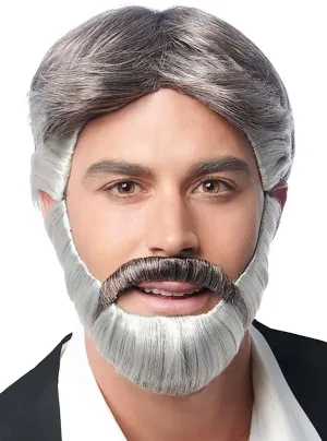 Kenny Rogers Style Mens Grey Costume Wig and Beard