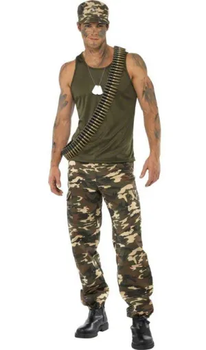 Khaki Camo Mens Army Uniform Dress Up Costume