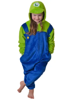 Kids Green Super Plumber Onesie Costume