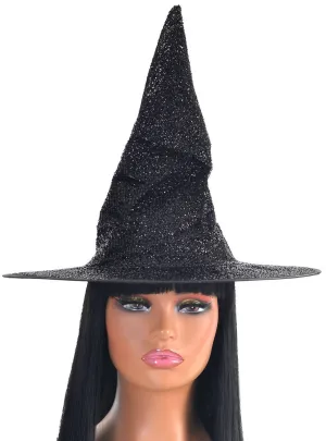Kids Sparkly Black Witch Hat Halloween Costume Accessory