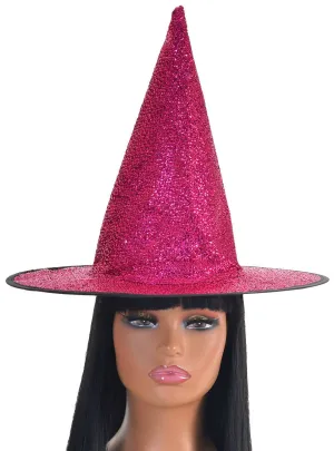 Kids Sparkly Hot Pink Witch Hat Halloween Costume Accessory