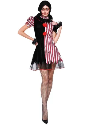 Killer Red and Black Clown Womens Halloween Costume