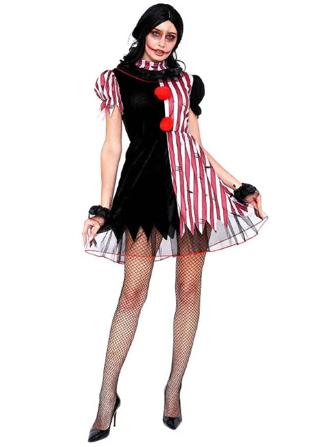 Killer Red and Black Clown Womens Halloween Costume