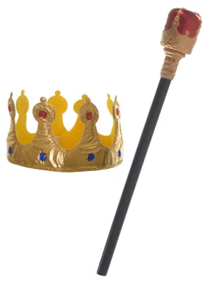 King Crown and Sceptre Accessory Set