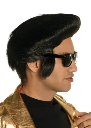 King of Rock Mens Black Pompadour Costume Wig
