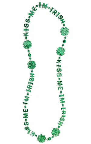 Kiss Me I'm Irish Metallic Green Necklace Costume Accessory