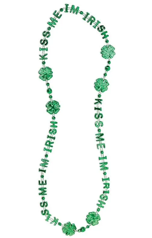 Kiss Me I'm Irish Metallic Green Necklace Costume Accessory