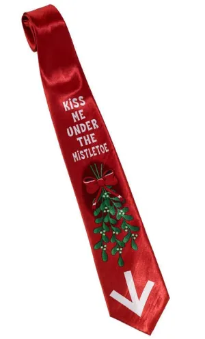 Kiss Me Under The Mistletoe Novelty Christmas Tie