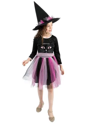 Kitty Witch Girls Pink Halloween Costume