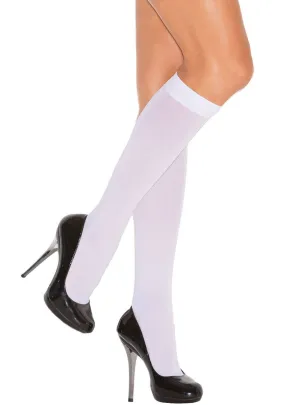 Knee High White Opaque Womens Stockings